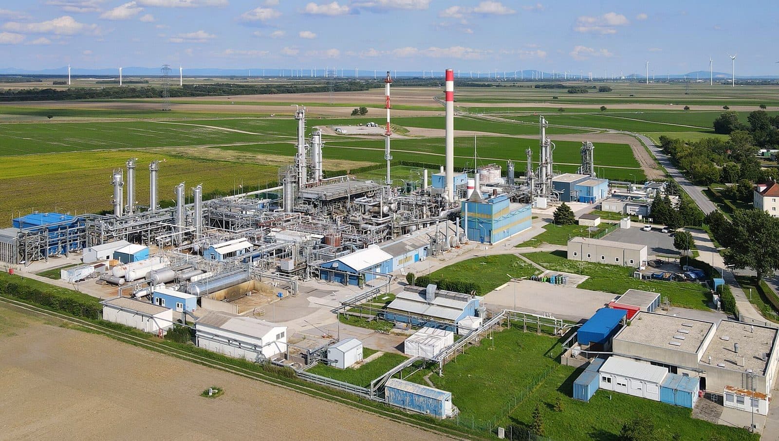 Aerial view of an industrial gas processing facility
