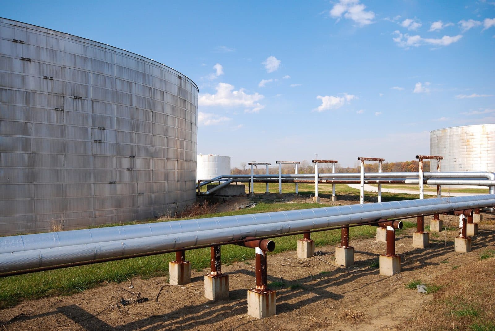 Storage tanks and pipework at an industrial site